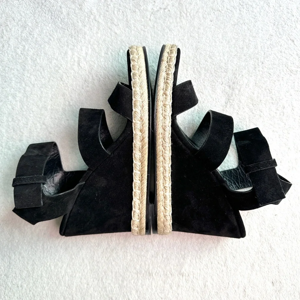 EUC Balenciaga Suede Platform Sandals Black sz 7 EU‎ 37 rope track leather wedge